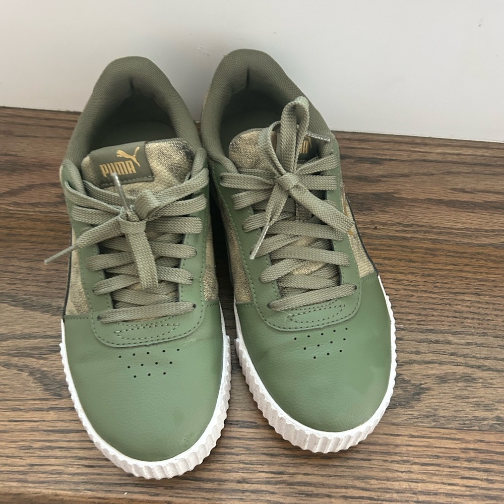 Puma Olive Green Sneakers with White Outsole